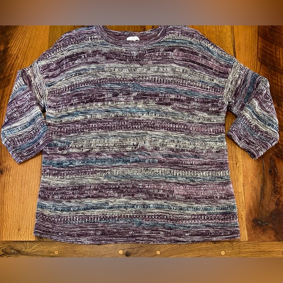 J. Jill 100% Cotton Purple, Brown and Blue Sweater, Size Medium - Picture 1 of 9
